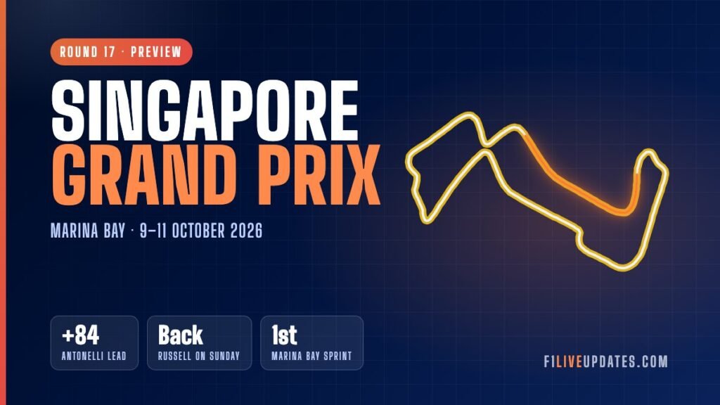 Marina Bay Street Circuit layout — Singapore Grand Prix 2026 preview, f1liveupdates.com
